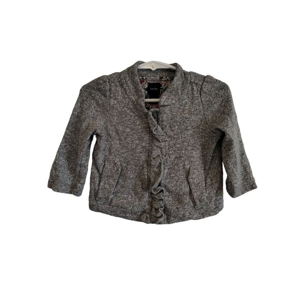 Baby Gap Salt and Pepper ruffle zip up jacket